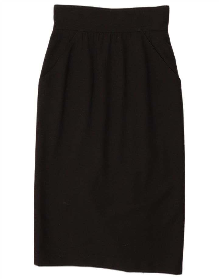 Saia midi feminina de cintura alta Fendi IT 44 médio W28 lã preta