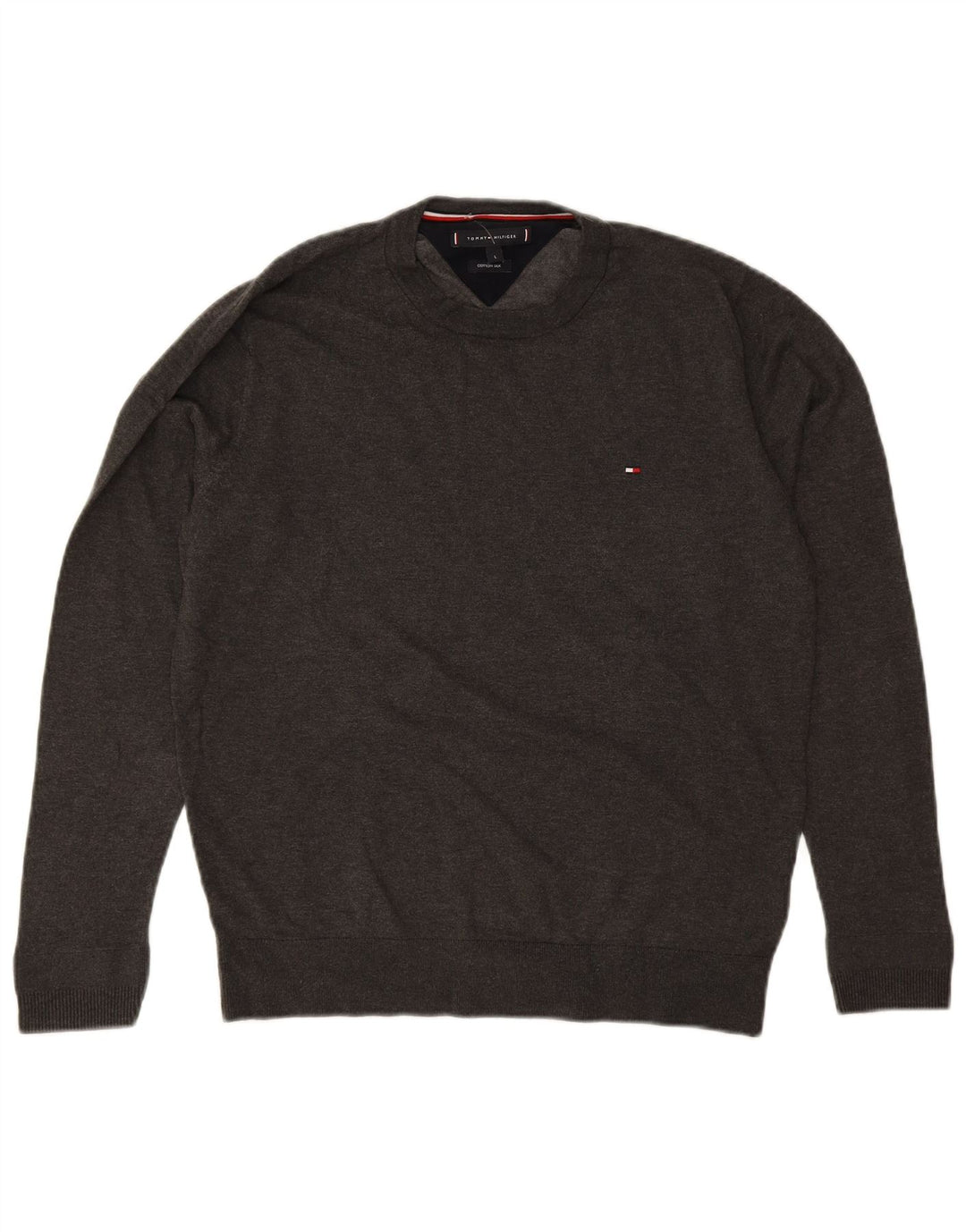 Suéter masculino TOMMY HILFIGER com gola redonda, grande algodão cinza