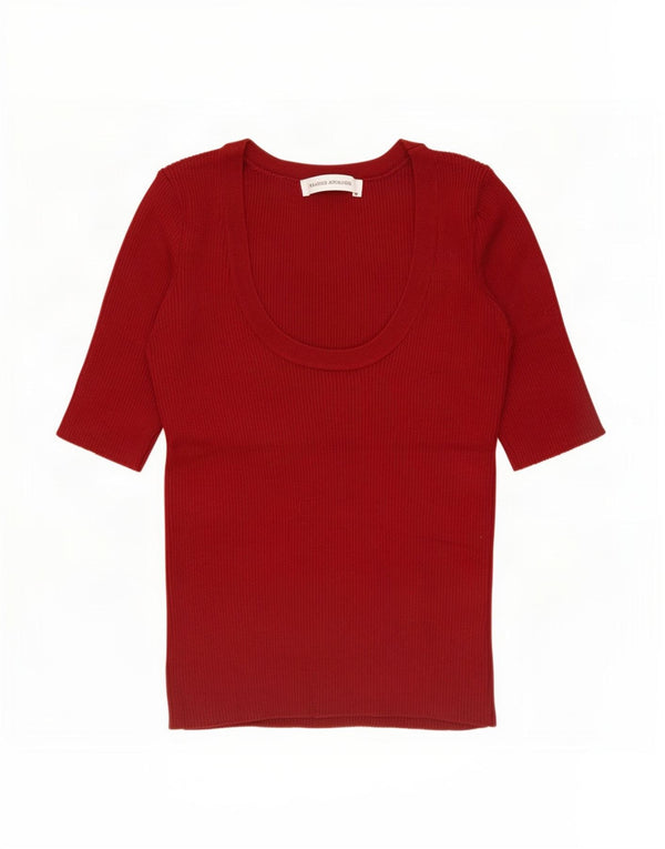 Blusa feminina Zara Top UK 8 pequena Borgonha