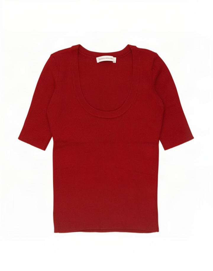 Blusa feminina Zara Top UK 8 pequena Borgonha