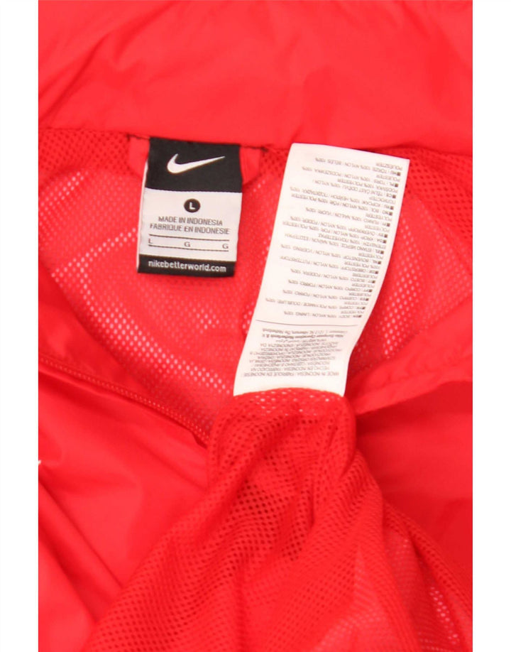 Jaqueta de chuva masculina Nike com capuz UK 40 grande nylon vermelho