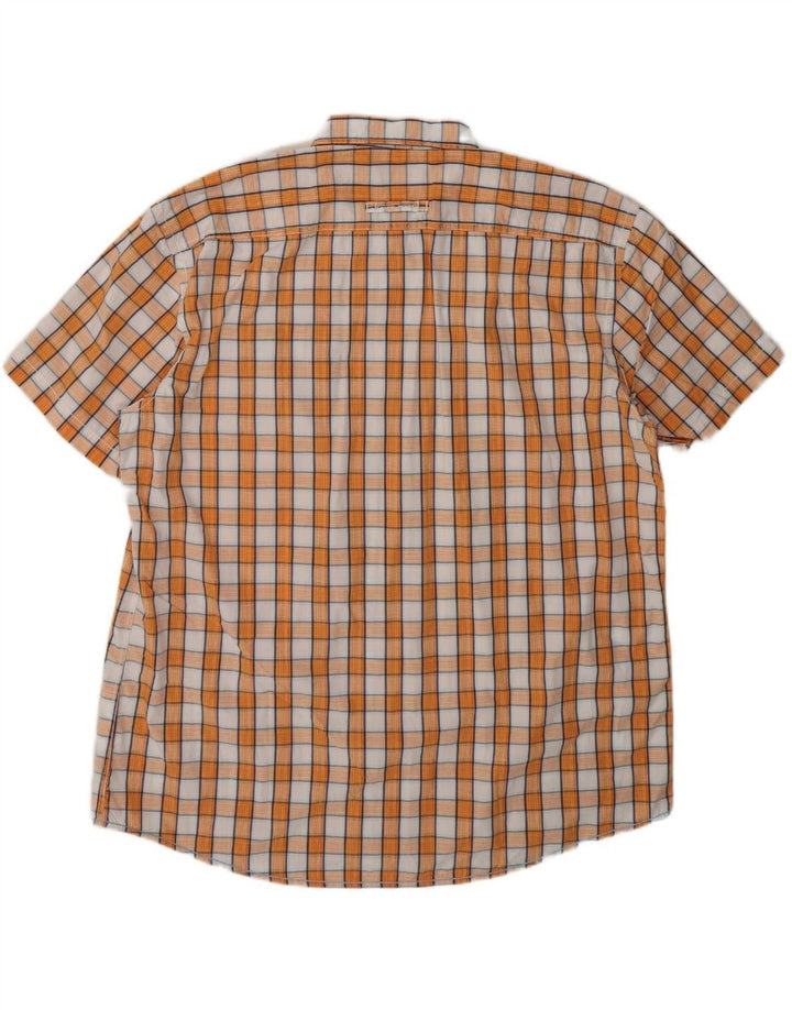 CAMEL ACTIVE Camisa masculina de manga curta de ajuste regular XL laranja xadrez algodão