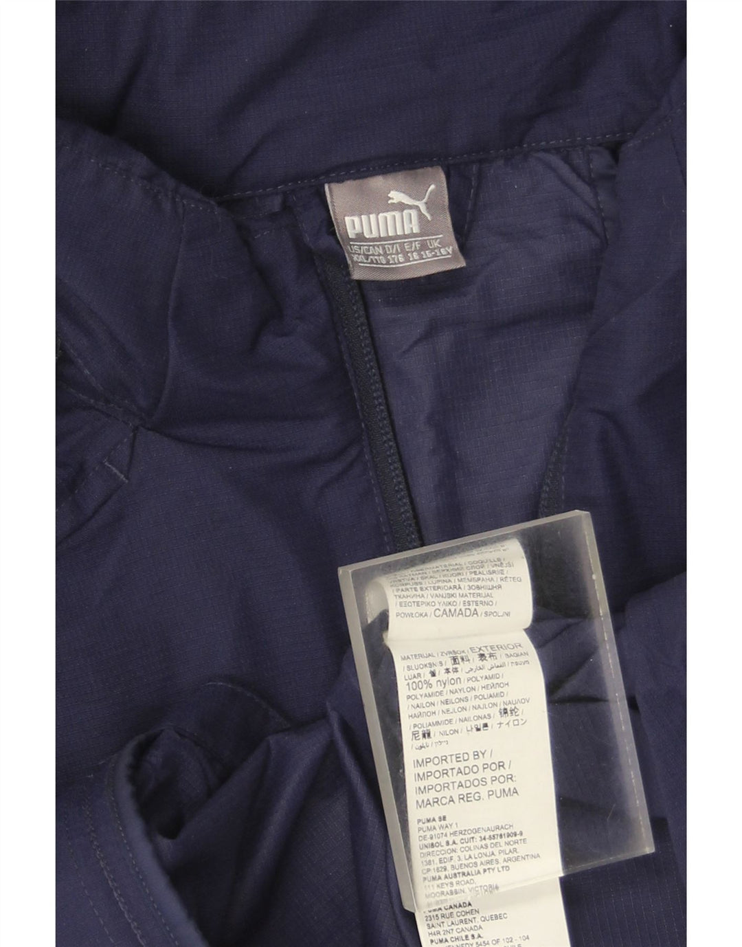 Jaqueta de chuva com capuz para meninos Puma 15-16 anos azul marinho nylon