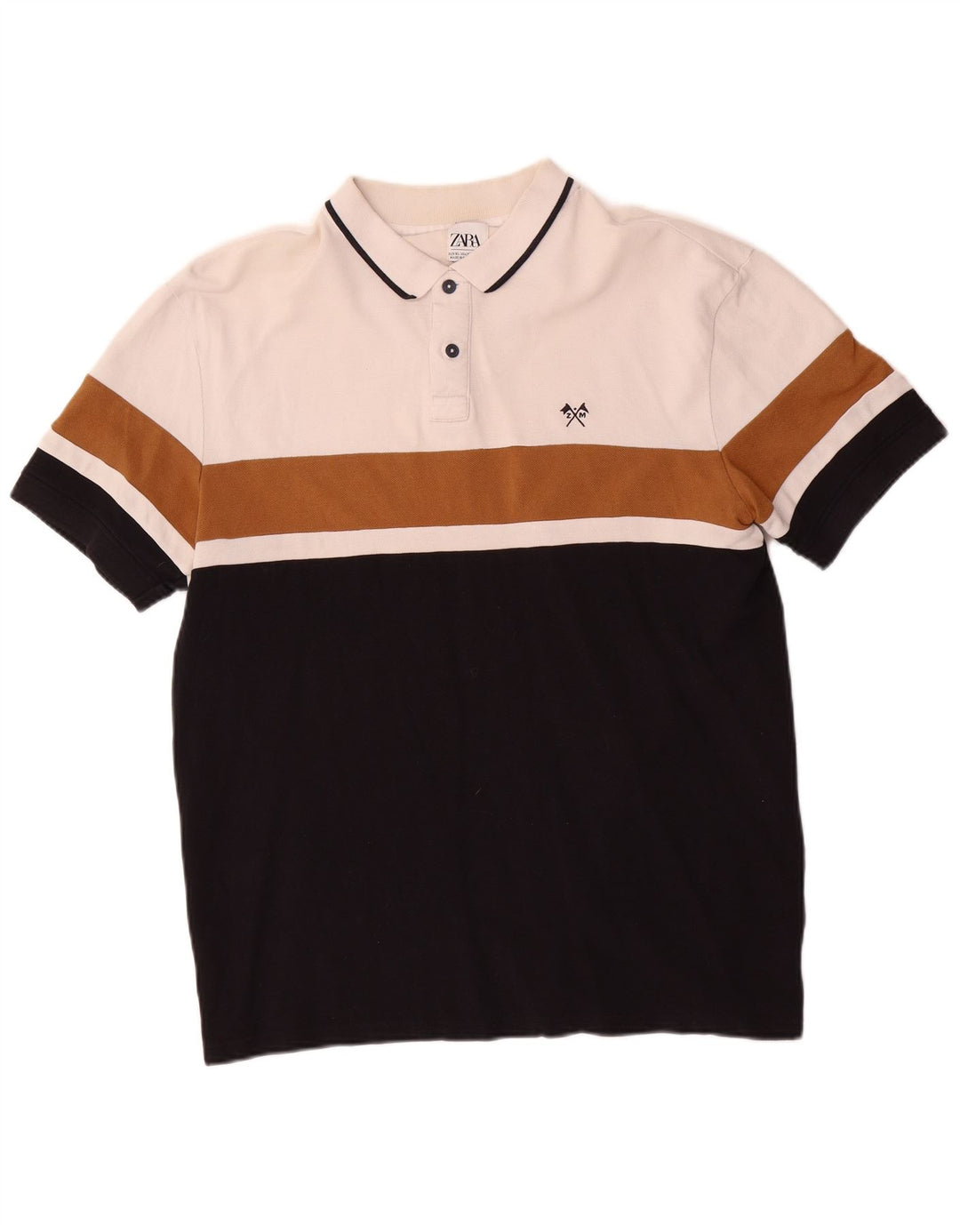Camisa polo masculina Zara XL branca colorblock