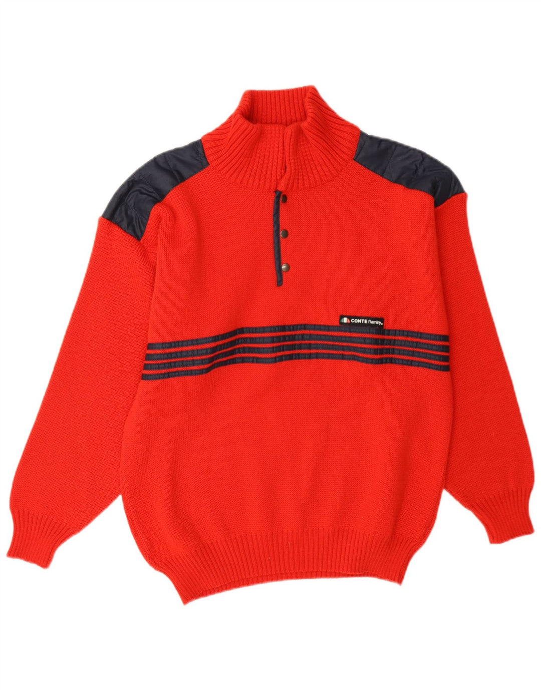 Suéter masculino vintage com gola redonda IT 48 bloco colorido vermelho médio