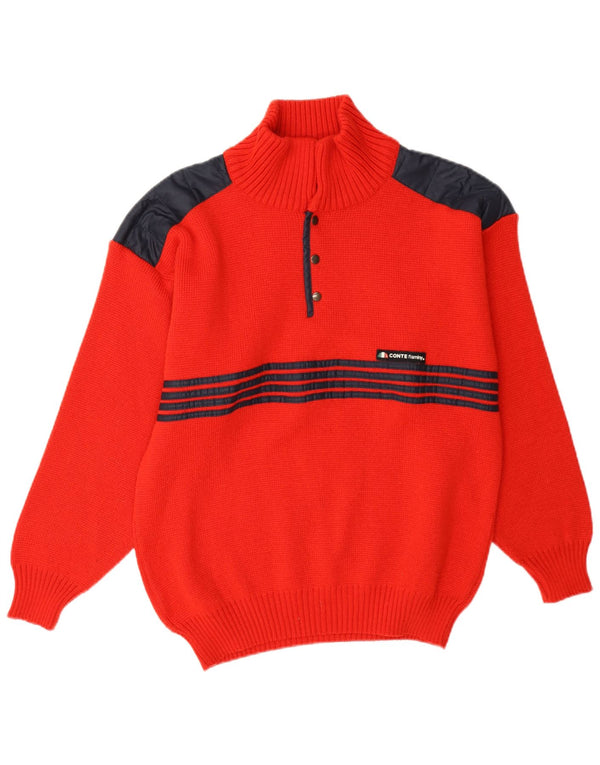 Suéter masculino vintage com gola redonda IT 48 bloco colorido vermelho médio