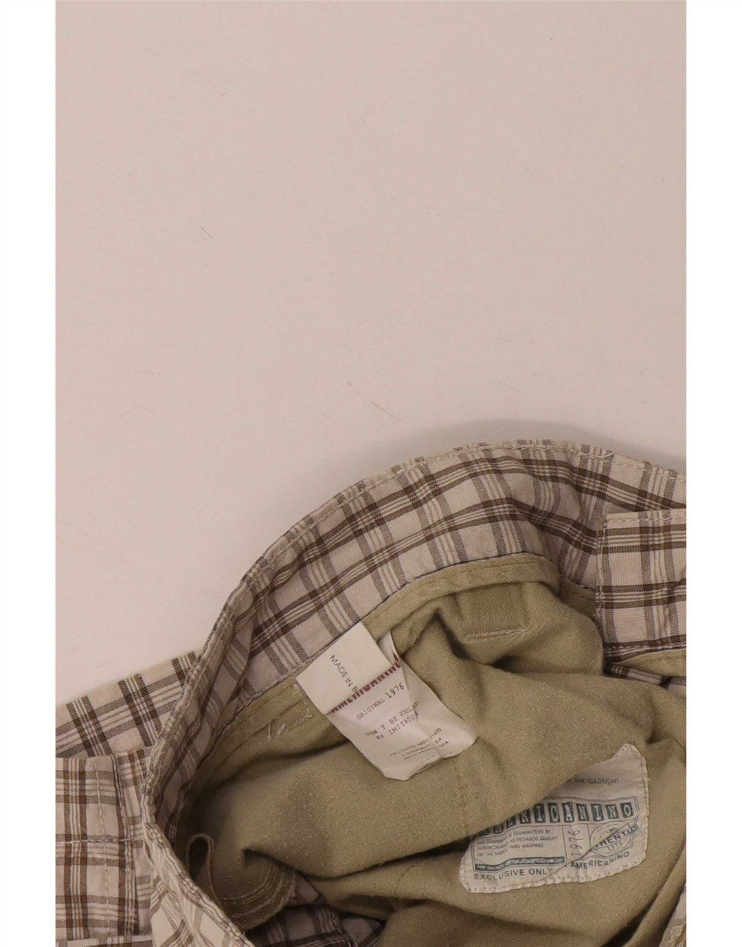 Shorts cargo masculino Americanino W34 grande xadrez bege