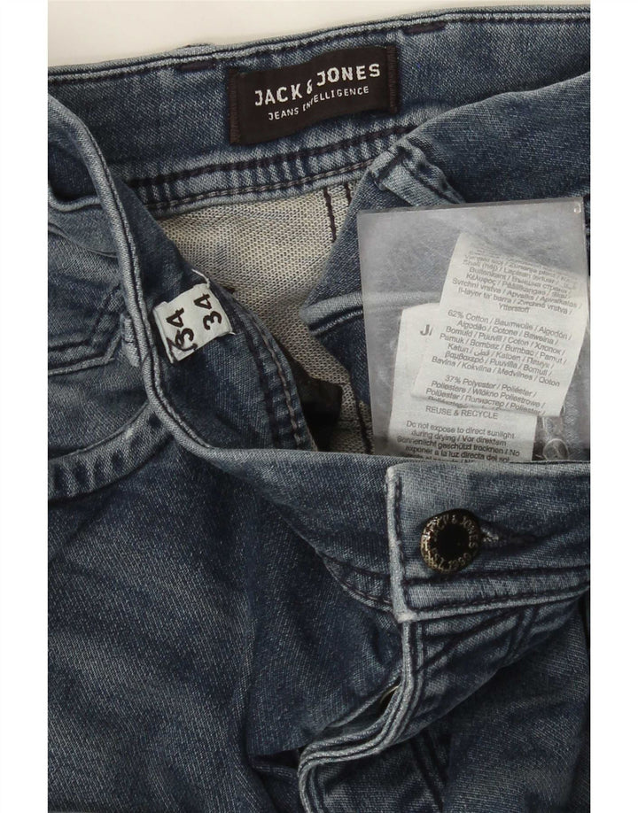 Jack & Jones Mens Slim Jeans W34 L34 Azul Algodão