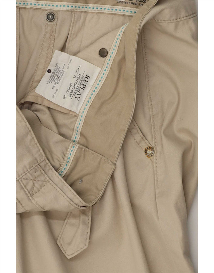 Replay Shorts Chino Feminino W28 Algodão Bege Médio