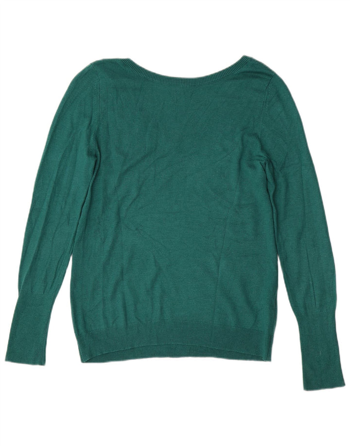Suéter feminino Benetton com decote em V Reino Unido 12 viscose verde médio