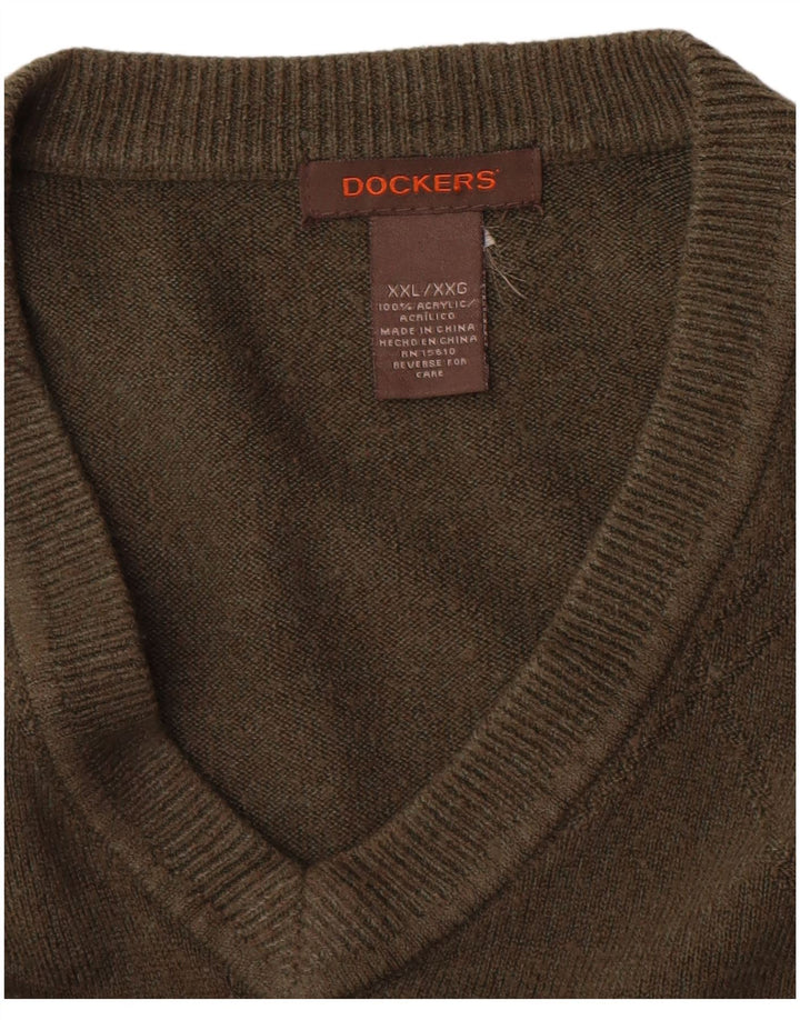 Suéter masculino Dockers com decote em V 2XL acrílico cáqui