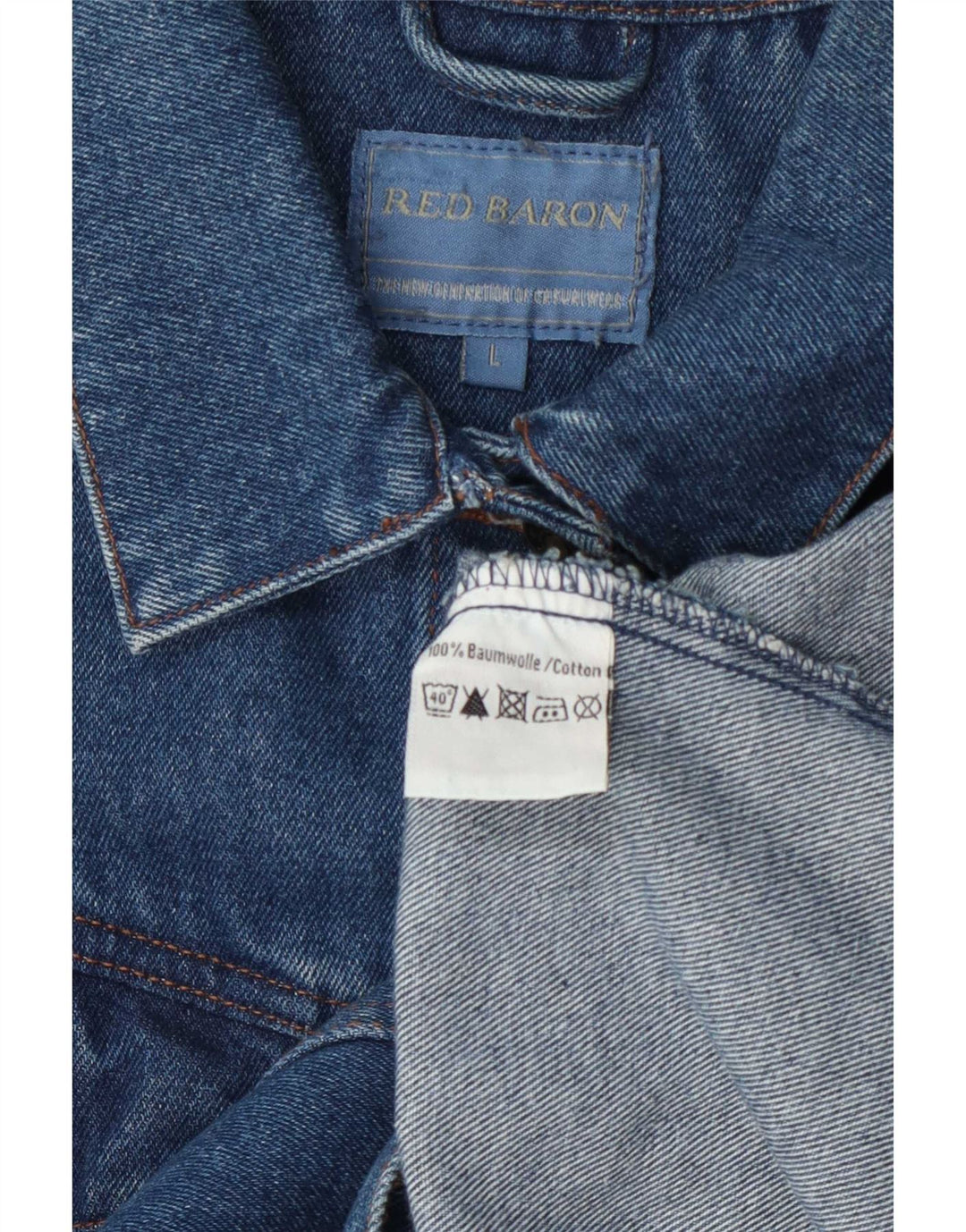 Jaqueta jeans feminina Red Baron UK 16 grande algodão azul