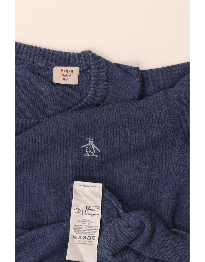 Suéter masculino Penguin com gola redonda e algodão azul médio