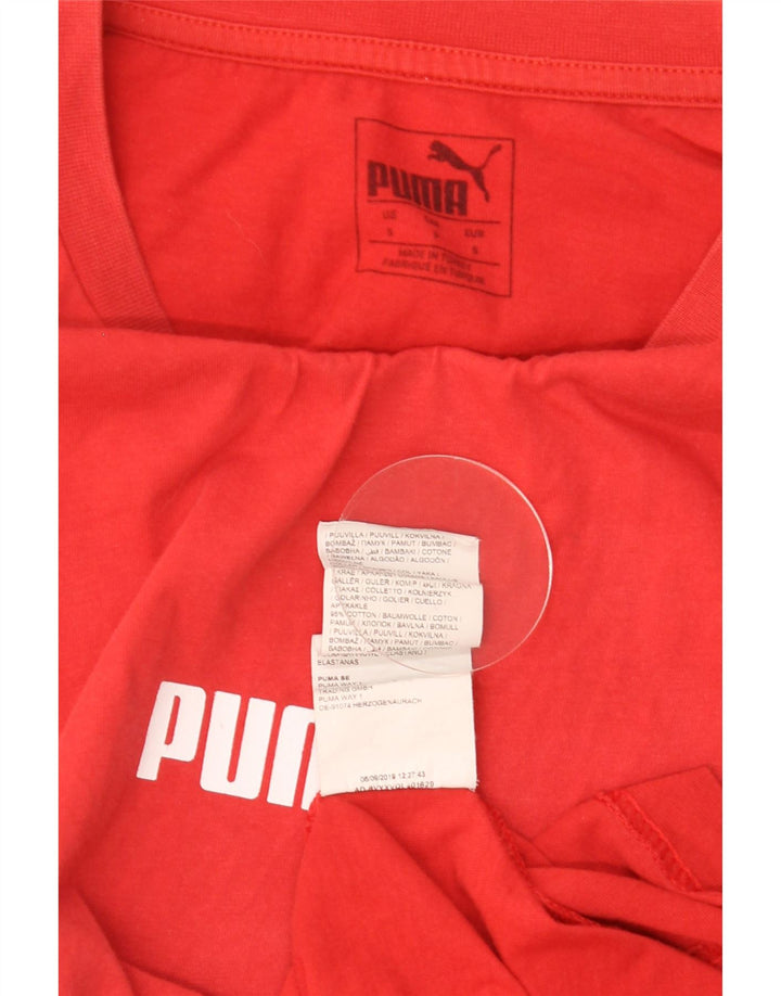 Puma Mens Graphic T-Shirt Top Pequeno Algodão Vermelho