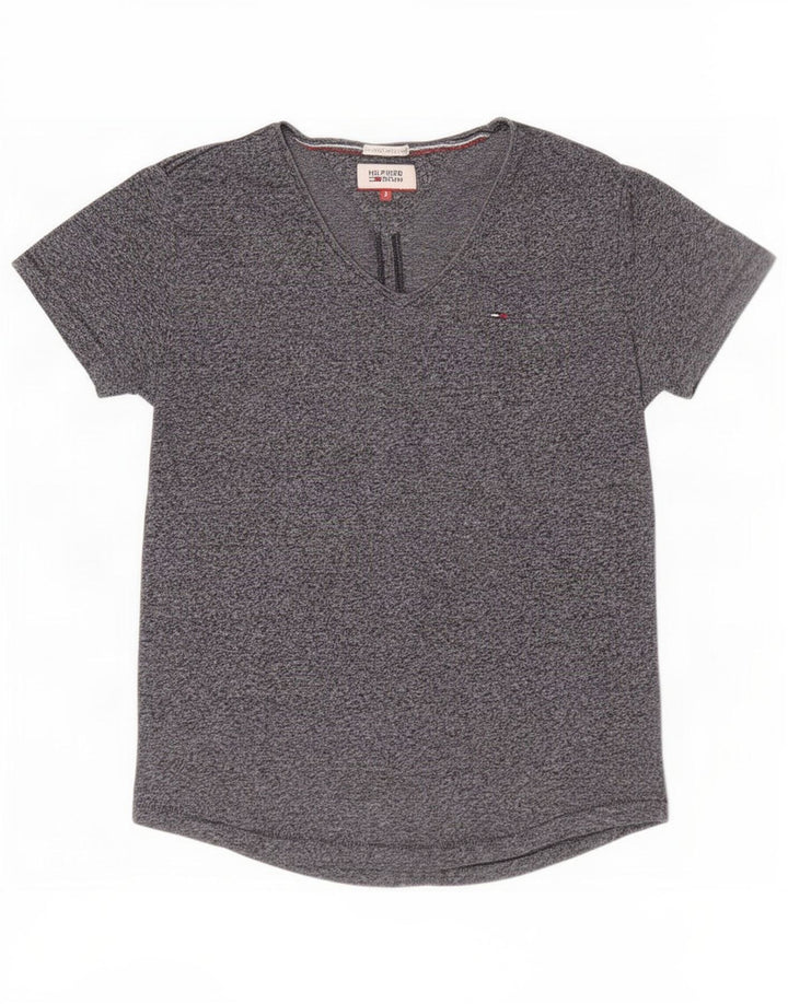 Tommy Hilfiger Camiseta masculina pequena de poliéster manchado azul marinho