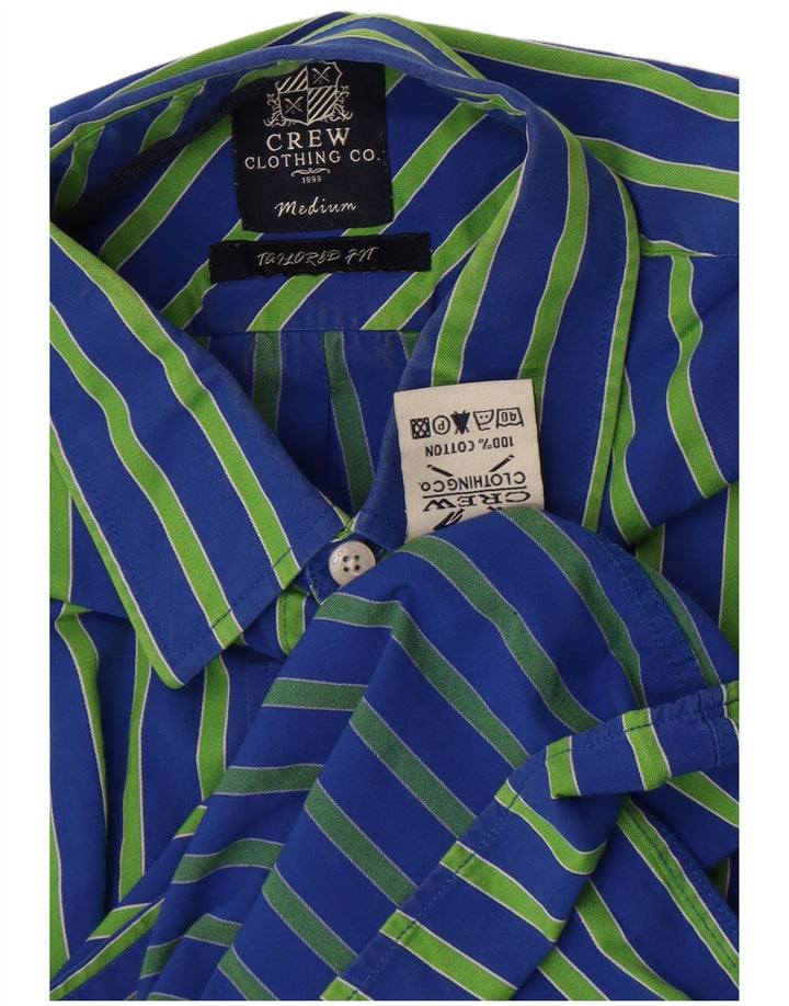 Camisa masculina sob medida da Crew Clothing, algodão listrado azul médio