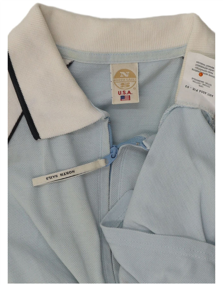 Camisa polo feminina NORTH SAILS com gola e zíper Reino Unido 12 bloco colorido azul médio