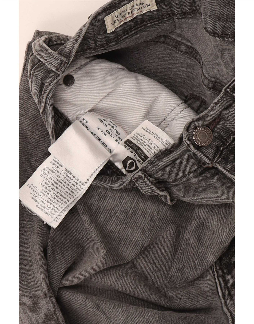 Levi's Mens Slim Jeans W34 L32 Cinza Algodão