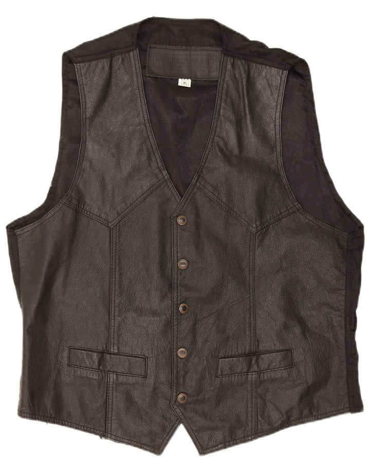 Colete de couro masculino VINTAGE XL couro preto