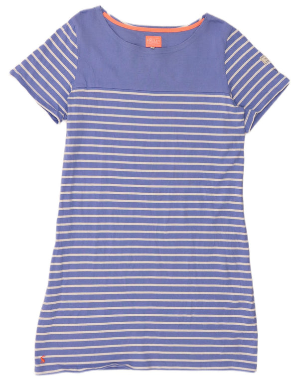 Vestido camiseta feminino Joules Reino Unido 16 grande algodão listrado azul