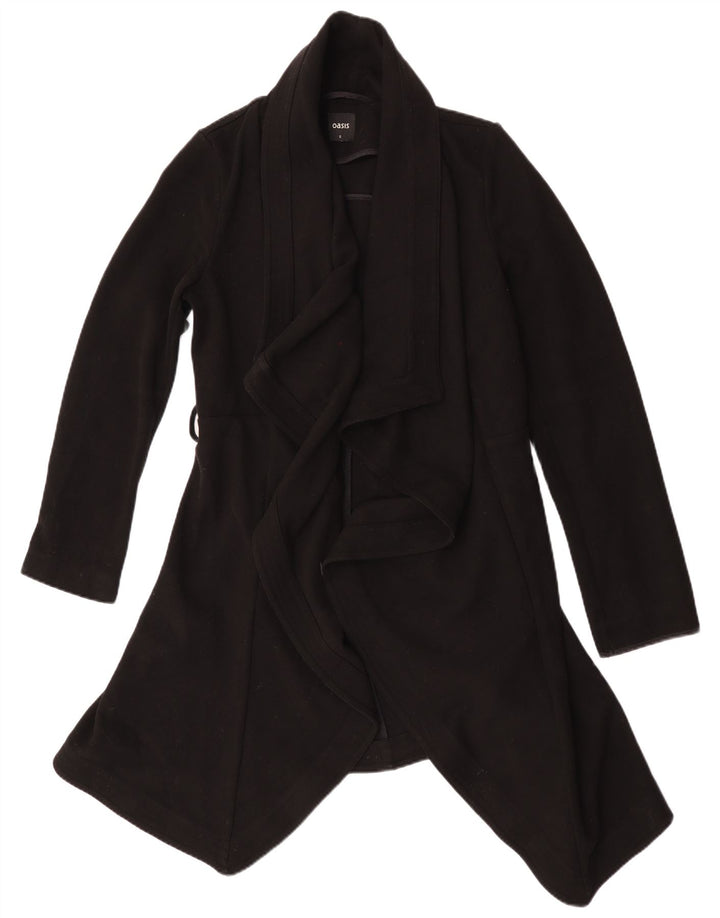 Sobretudo aberto feminino Oasis UK 10 pequeno poliéster preto