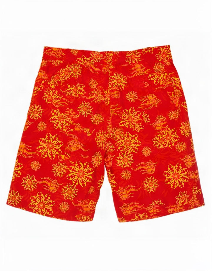Brugi Mens Abstract Pattern Shorts de natação grande vermelho Nylon