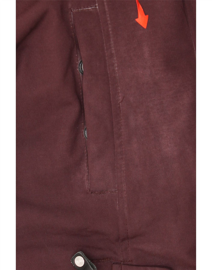 KHUJO Womens Padded Coat UK 14 Medium Burgundy Colourblock Polyester