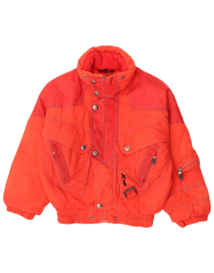Jaqueta de esqui com capuz para meninos K-Way 7-8 anos poliamida colorblock vermelha