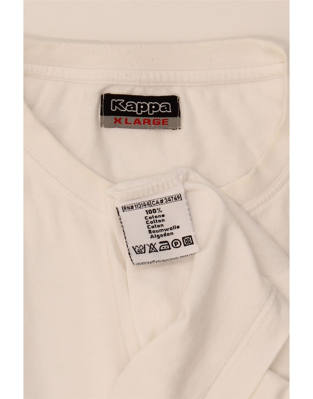 KAPPA Mens T-Shirt Top XL White Cotton Vintage Kappa and Second-Hand Kappa from Messina Hembry 