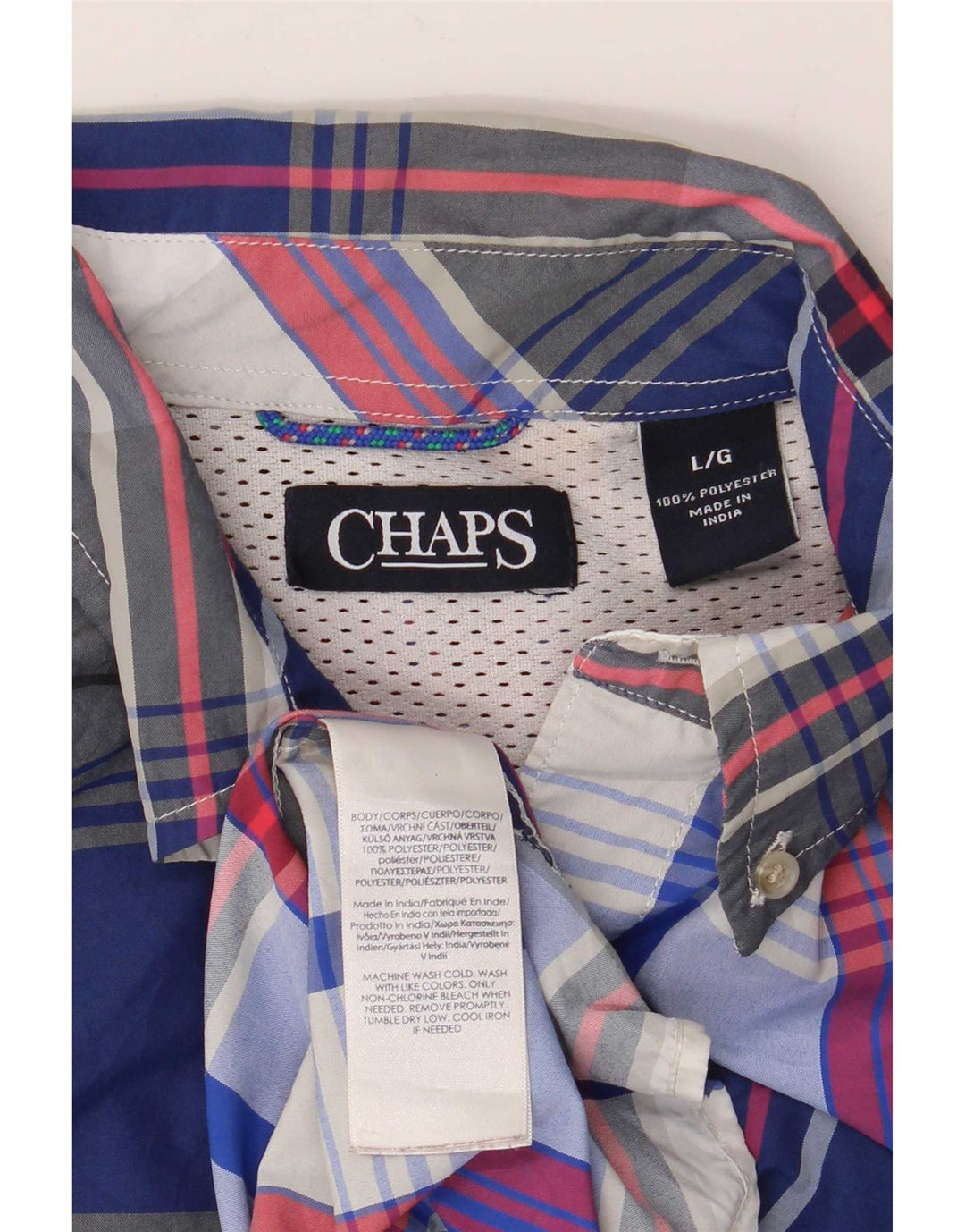 Camisa masculina de manga curta Chaps grande poliéster xadrez azul