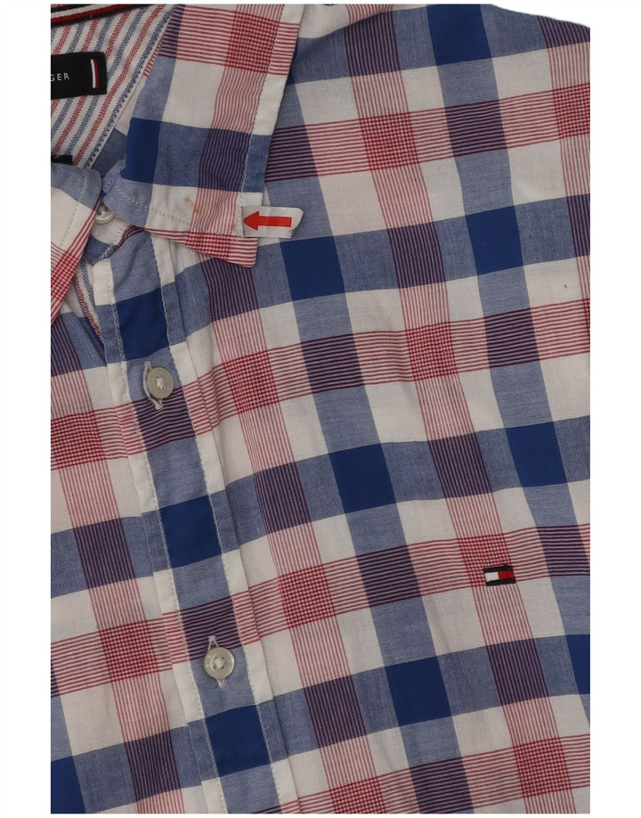 Tommy Hilfiger Camisa masculina Slim Fit grande algodão xadrez multicolorido