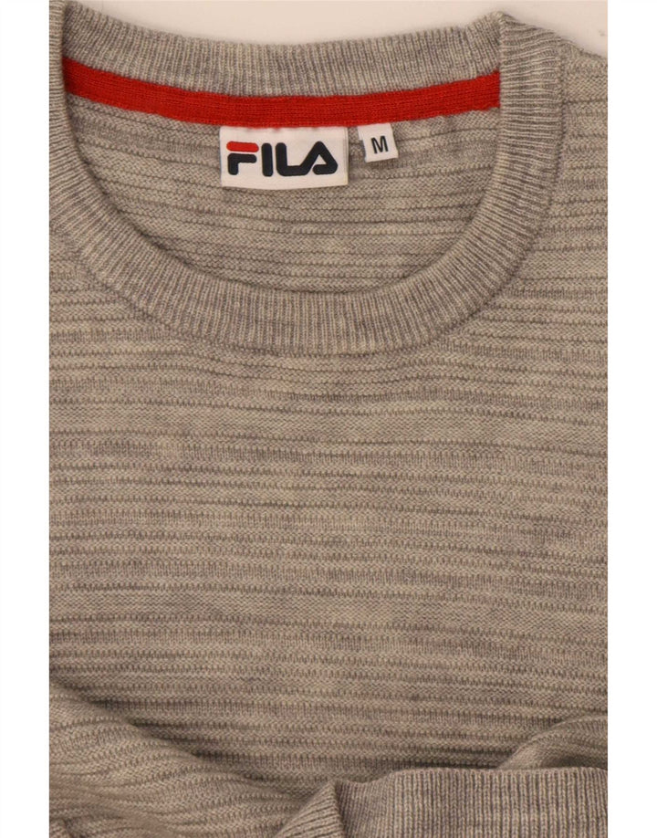 Suéter masculino Fila com gola redonda cinza médio manchado