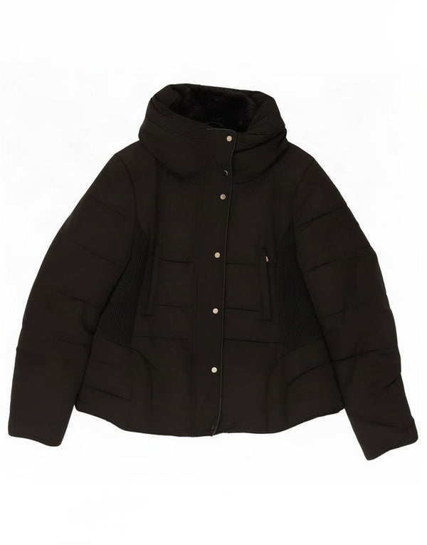 Jaqueta acolchoada feminina Zara UK 18 XL preto poliéster