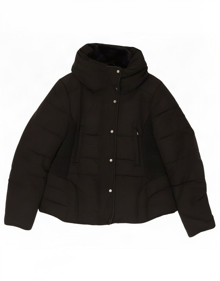 Jaqueta acolchoada feminina Zara UK 18 XL preto poliéster