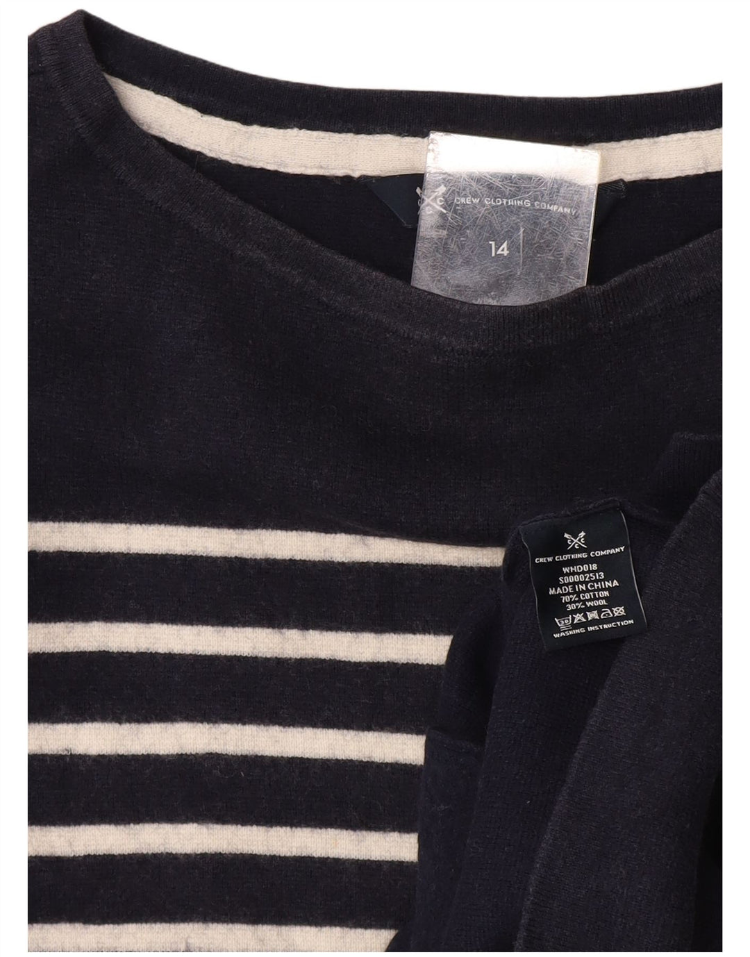 Suéter feminino com gola canoa CREW CLOTHING UK 14 azul marinho médio