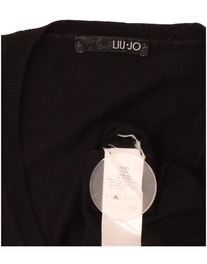 LIU JO Suéter feminino grande com decote em V IT 40 pequeno preto
