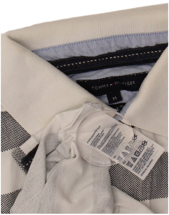 Camisa polo masculina TOMMY HILFIGER algodão listrado cinza médio