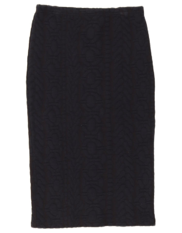 Saia lápis feminina Topshop Reino Unido 10 pequena W27 poliéster geométrico azul marinho