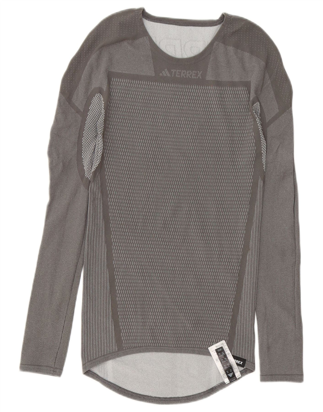 Adidas Mens Terrex Graphic Top Manga Longa Cinza Médio Poliéster Geométrico