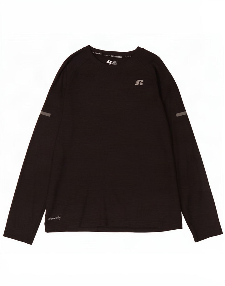Russell Athletic Boys Dri-Power Top manga comprida 11-12 anos grande preto