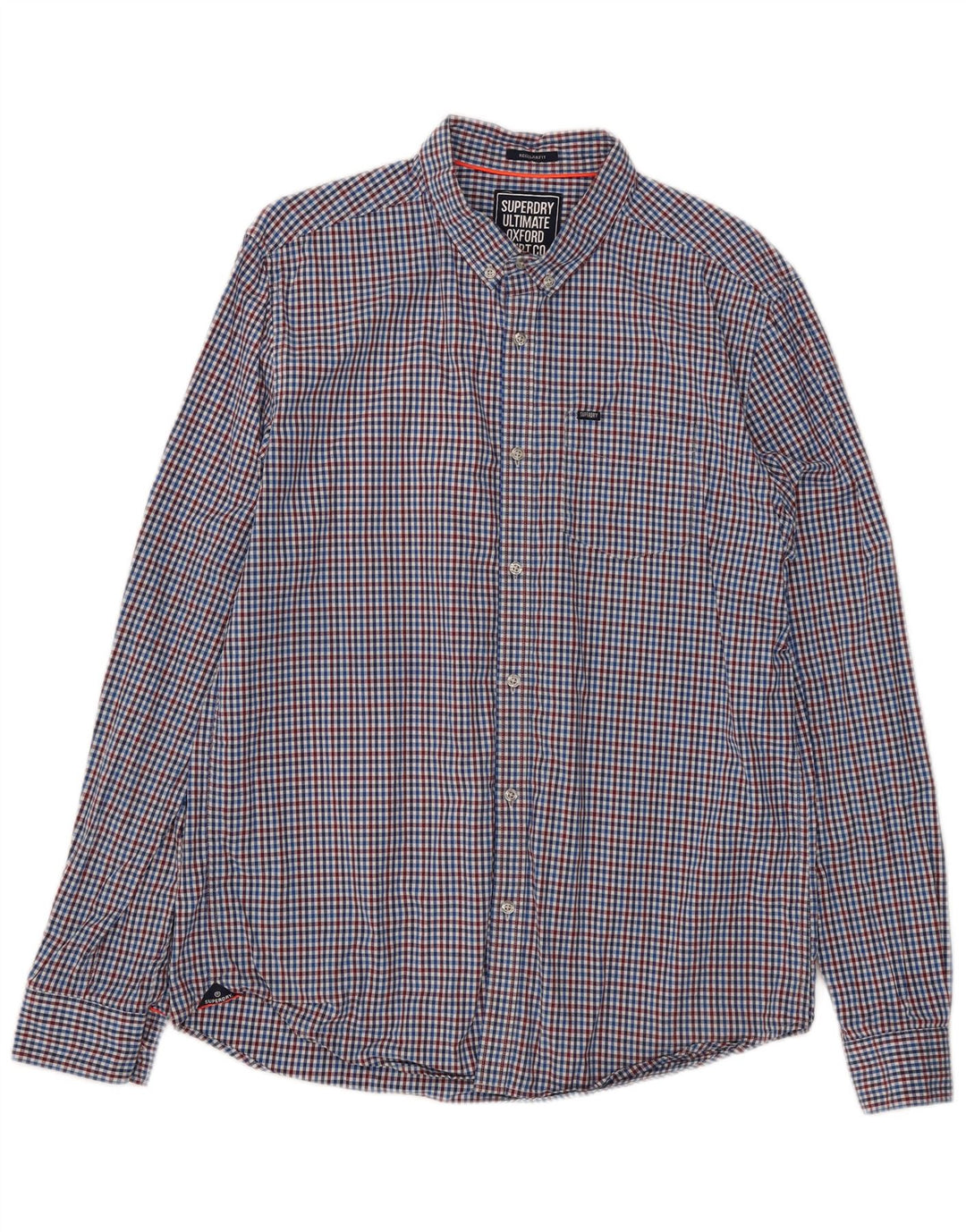 Camisa masculina Superdry Regular Fit XL azul algodão guingão
