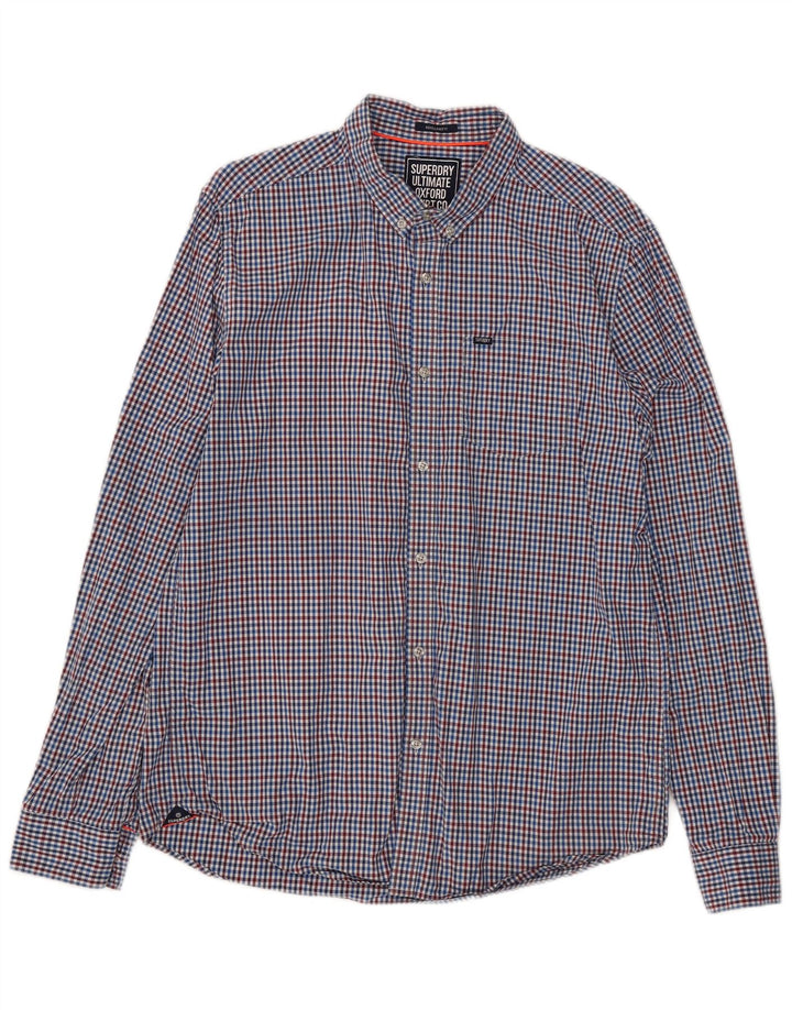 Camisa masculina Superdry Regular Fit XL azul algodão guingão