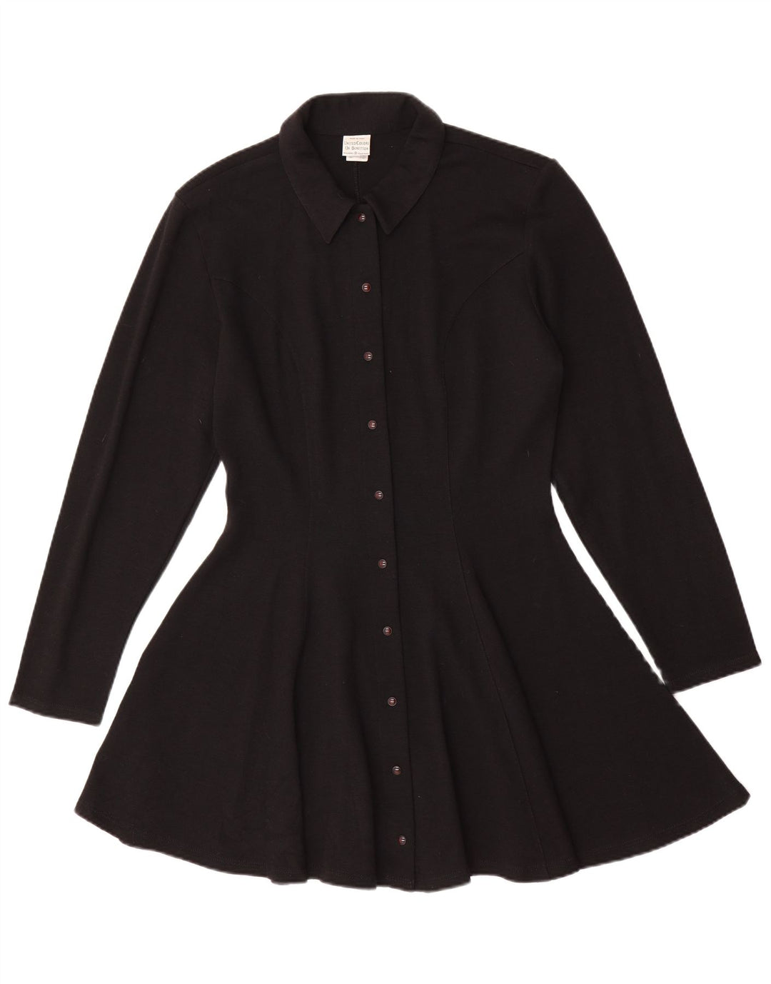 Vestido camisa feminino de malha Benetton Reino Unido 14 lã preta média