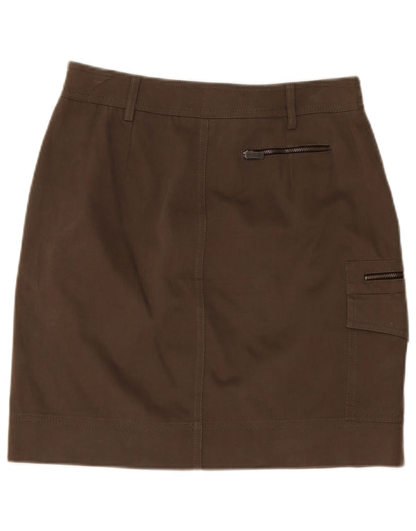 Saia cargo feminina MARELLA UK 10 pequena W30 poliéster marrom