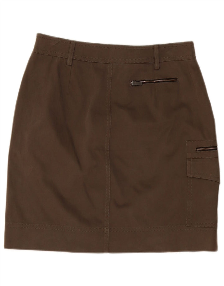 Saia cargo feminina MARELLA UK 10 pequena W30 poliéster marrom