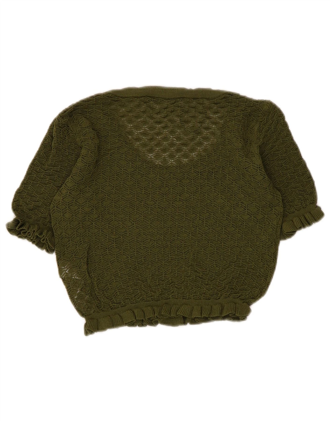Blusa feminina Zara Top UK 8 pequena viscose cáqui