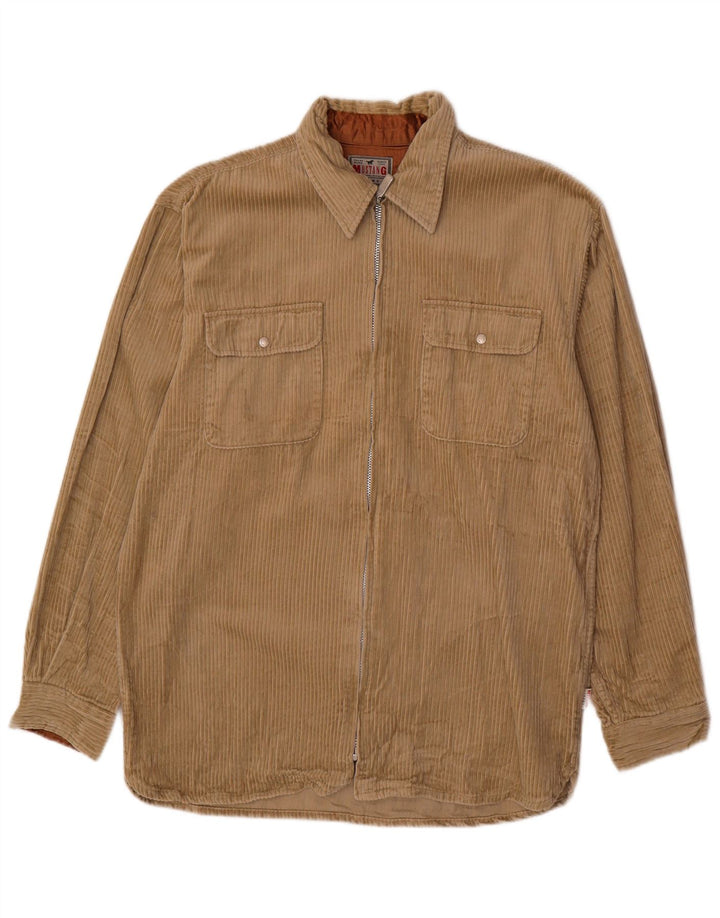 Camisa masculina de veludo Mustang de algodão bege médio