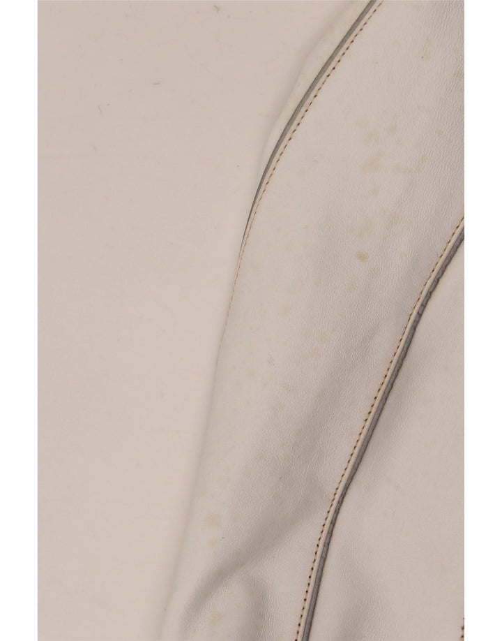 Jaqueta feminina de couro para motociclista Arlen Ness Reino Unido 18 XL em couro branco