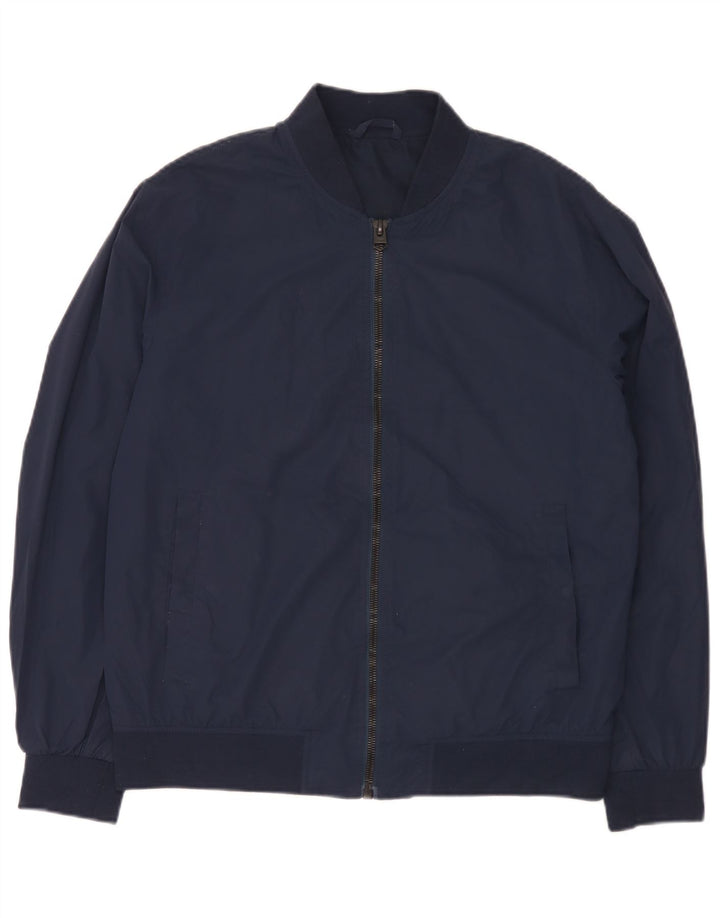 Zara Mens Bomber Jacket UK 40 Grande Poliéster Azul Marinho