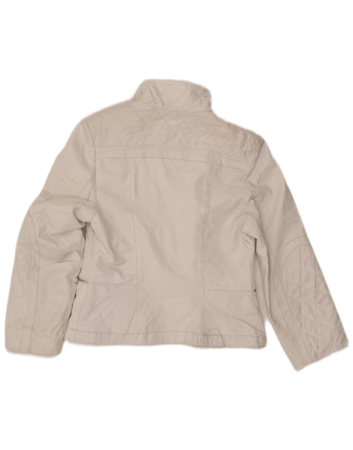 Jaqueta feminina de couro Mitici Anni para motociclista UK 18 XL branca